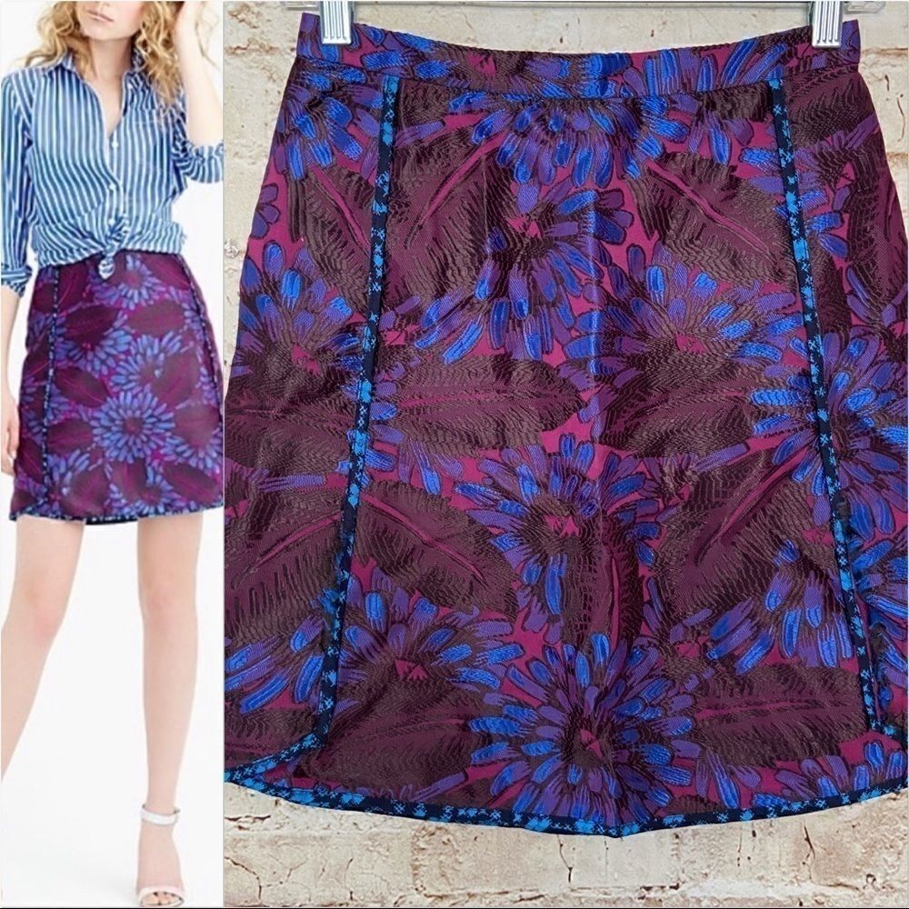 J. Crew midnight floral jacquard skirt